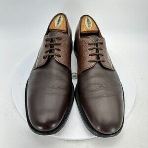 Lanvin Men Size 9 Brown Two Tone Leather Derby Lace Up Plain Toe Dress Shoes